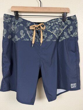 Howler Bros Vaqueros Board Shorts Mens 36 Navy Paisley Surf Swim Trunks